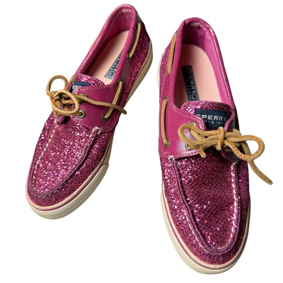 Sperry Topsider Women’s Bahama Raspberry Pink Glitter Shoes size 8M - Picture 1 of 14